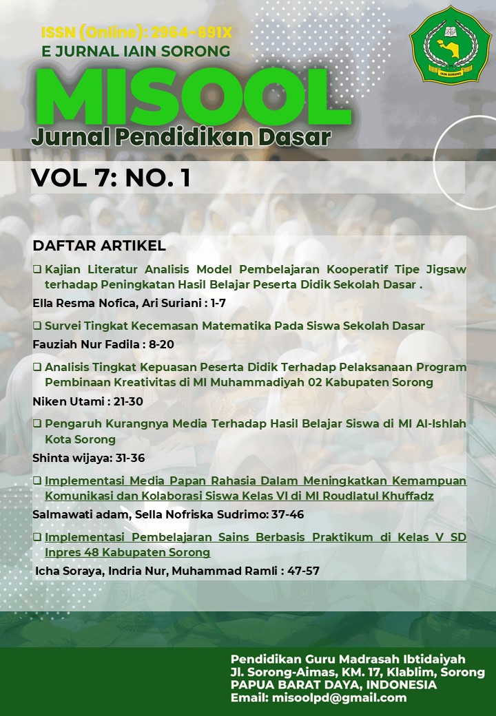 View Vol. 7 No. 1 (2025): Misool: Jurnal Pendidikan Dasar