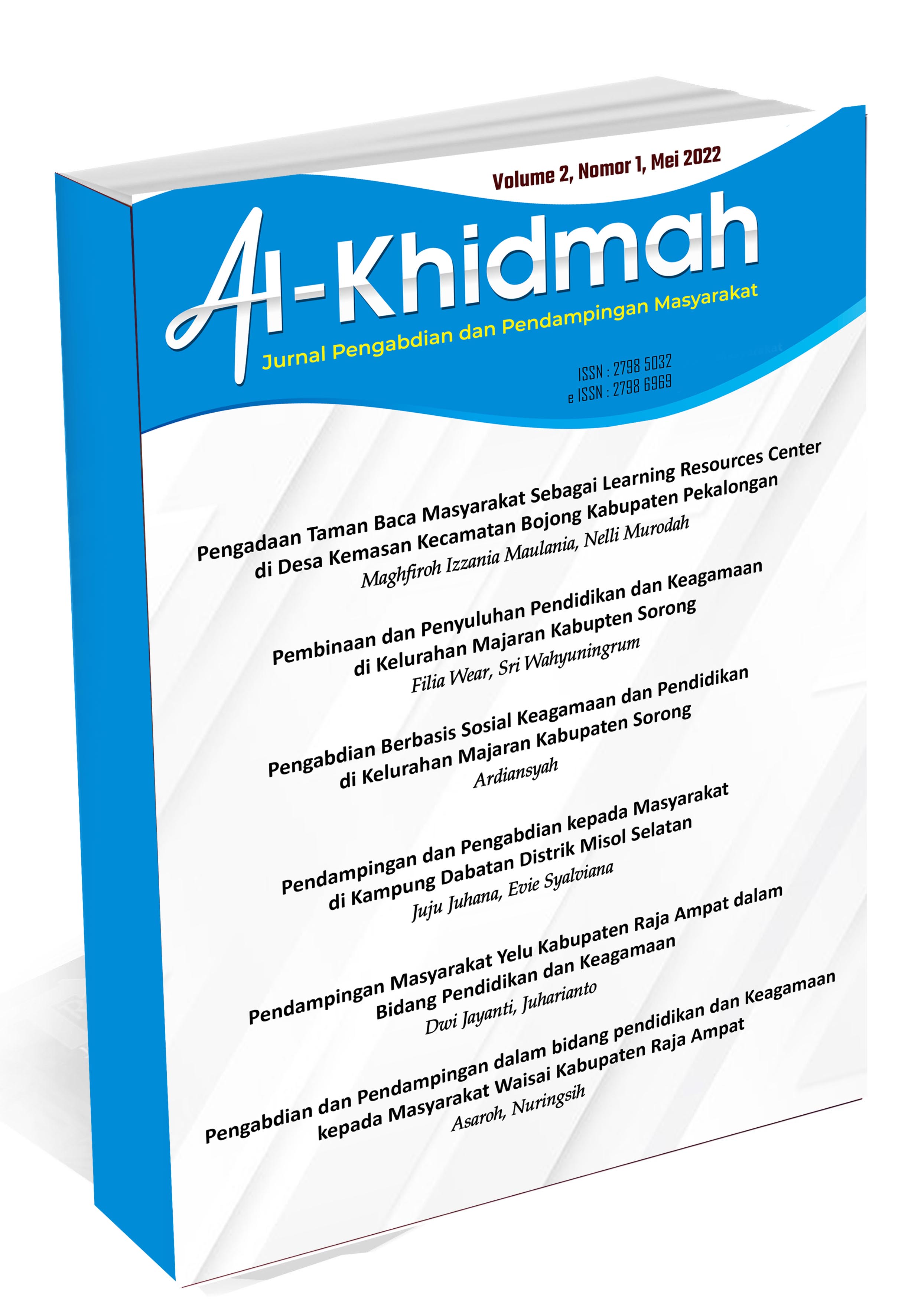 					View Vol. 6 No. 1 (2026):  Al-Khidmah: Jurnal Pengabdian dan Pendampingan Masyarakat
				
